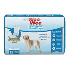 Four Paws Wee-Wee Disposable Male Dog Wraps Dog Diapers - Medium /Large - 12 Pack