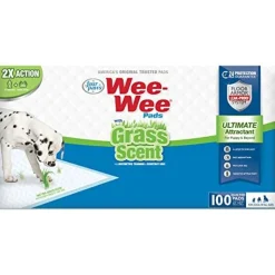 Four Paws Wee-Wee Pads with Grass Scent Dog Training Pads - 22 X 23 In - 100 Pack