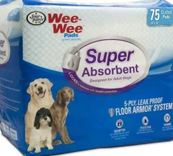 Four Paws Wee-Wee Super Absorbent Pads Dog Training Pads - 24 X 24 In - 75 Pack