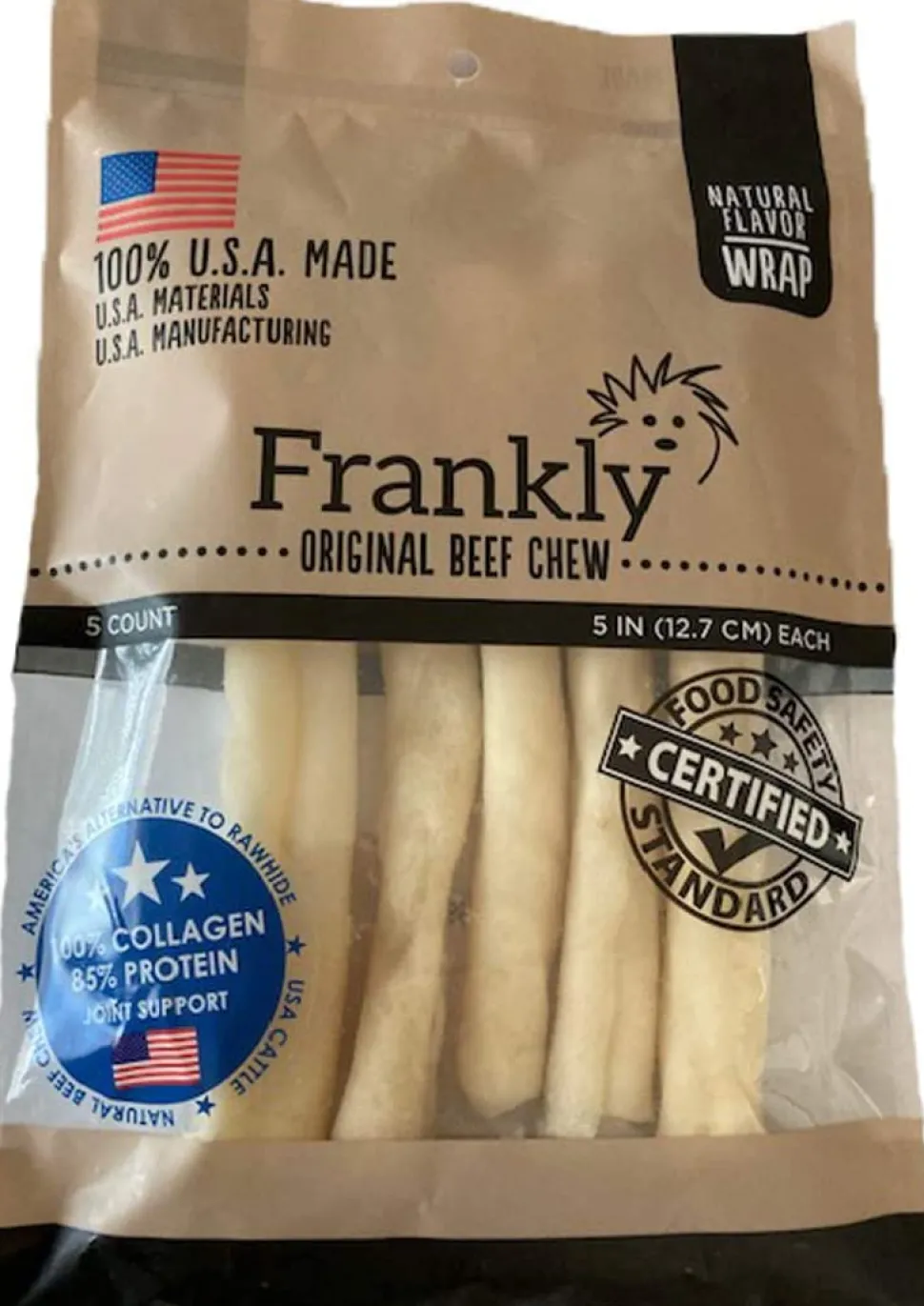 Frankly Pet Wraps Natural Dog Chews - 5-6 Inch - 5 Count