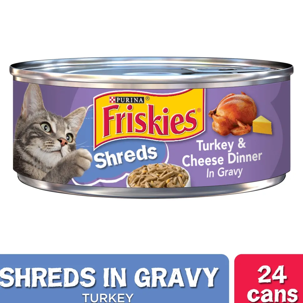 Friskies Savory Shreds Turkey And Cheese Dinner In Gravy Canned Cat Food