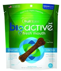 Fruitables BioActive Fresh Mouth Medium Dog Dental Chews - 10 ct Pouch