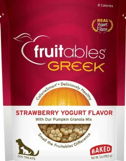 Fruitables Greek Strawberry Yogurt Crunchy Dog Treats - 7 oz Pouch