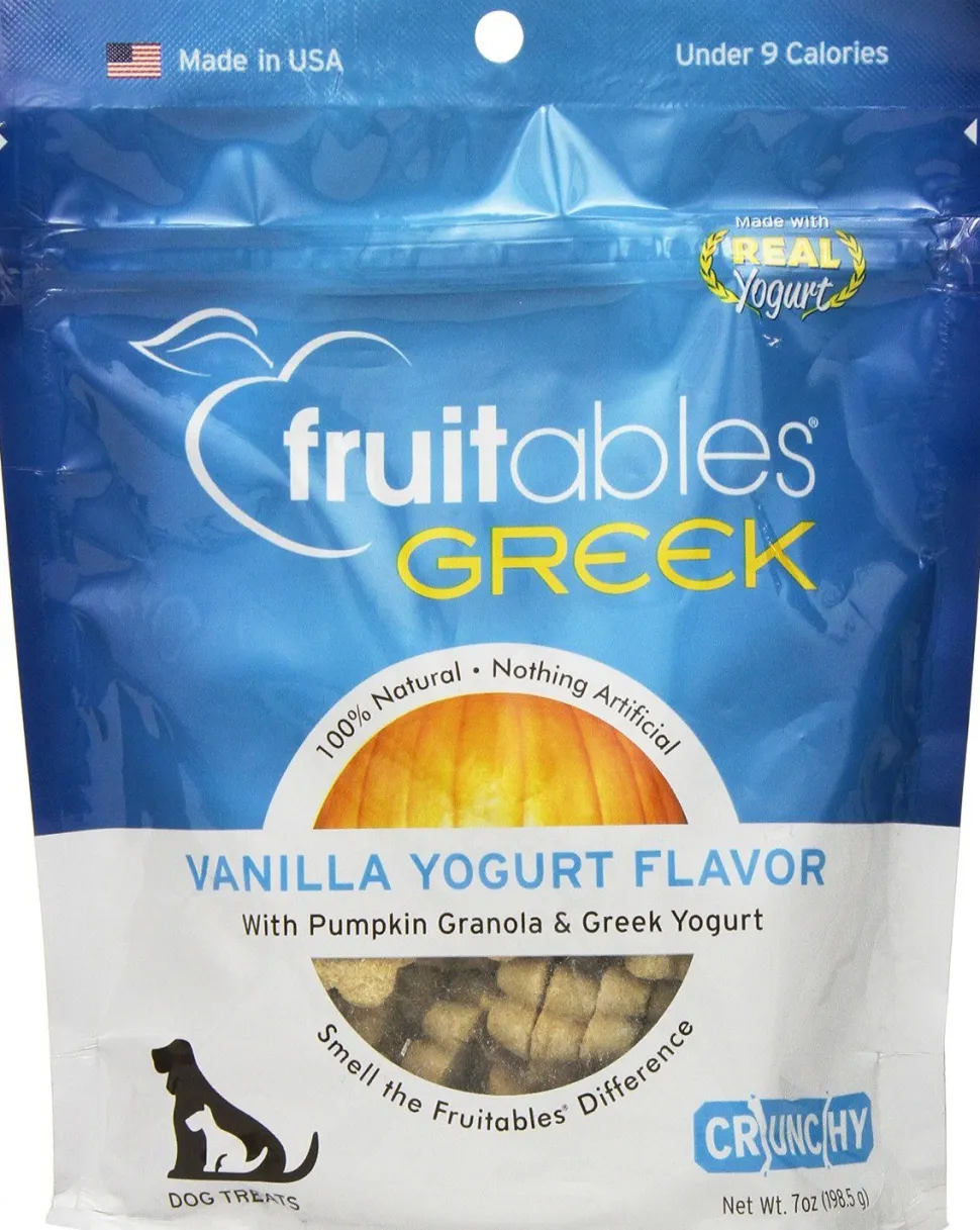 Fruitables Greek Vanilla Yogurt Crunchy Dog Treats - 7 oz Pouch
