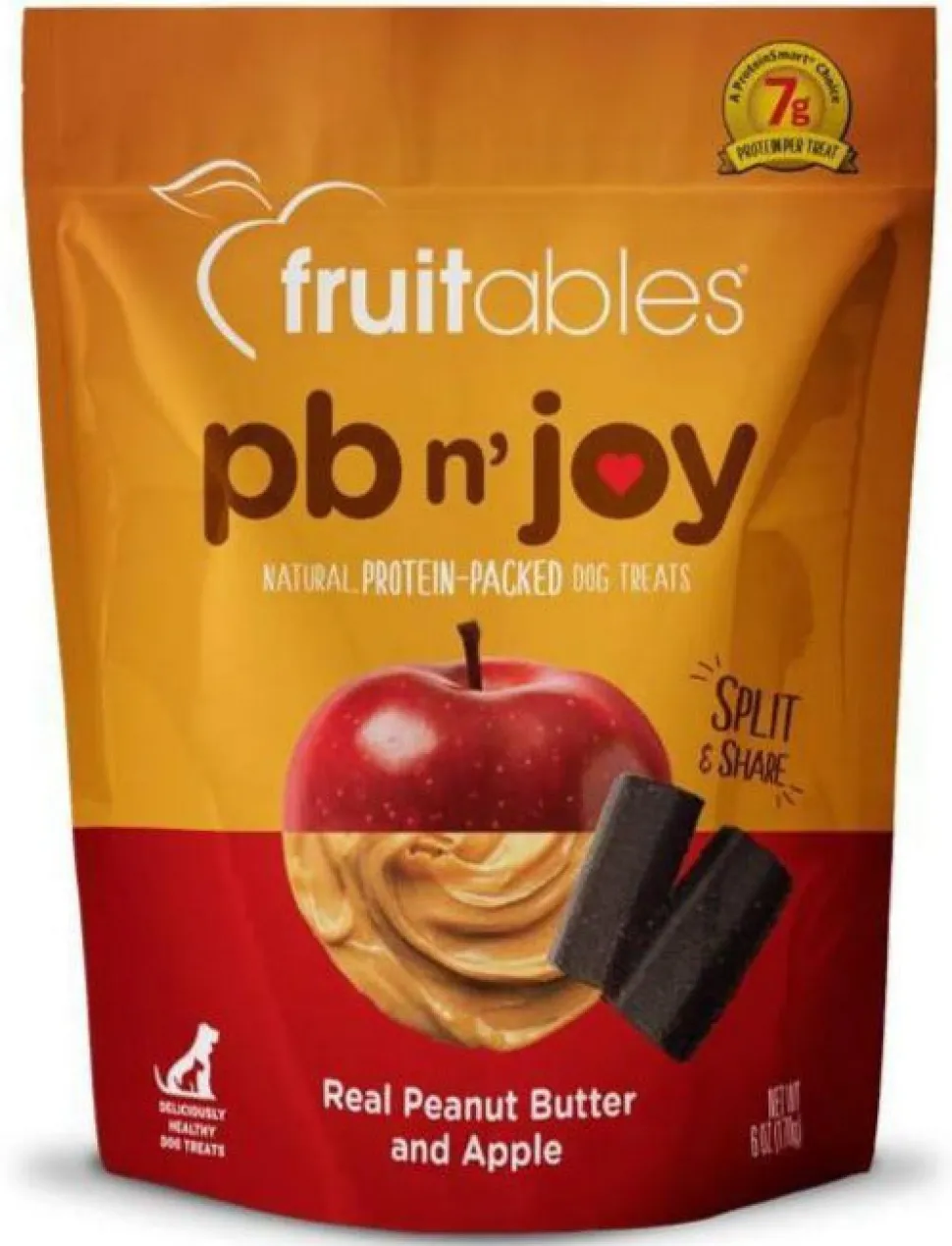 Fruitables PB n' Joy Peanut Butter & Apple Bar Soft and Chewy Dog Treats - 6 oz Pouch