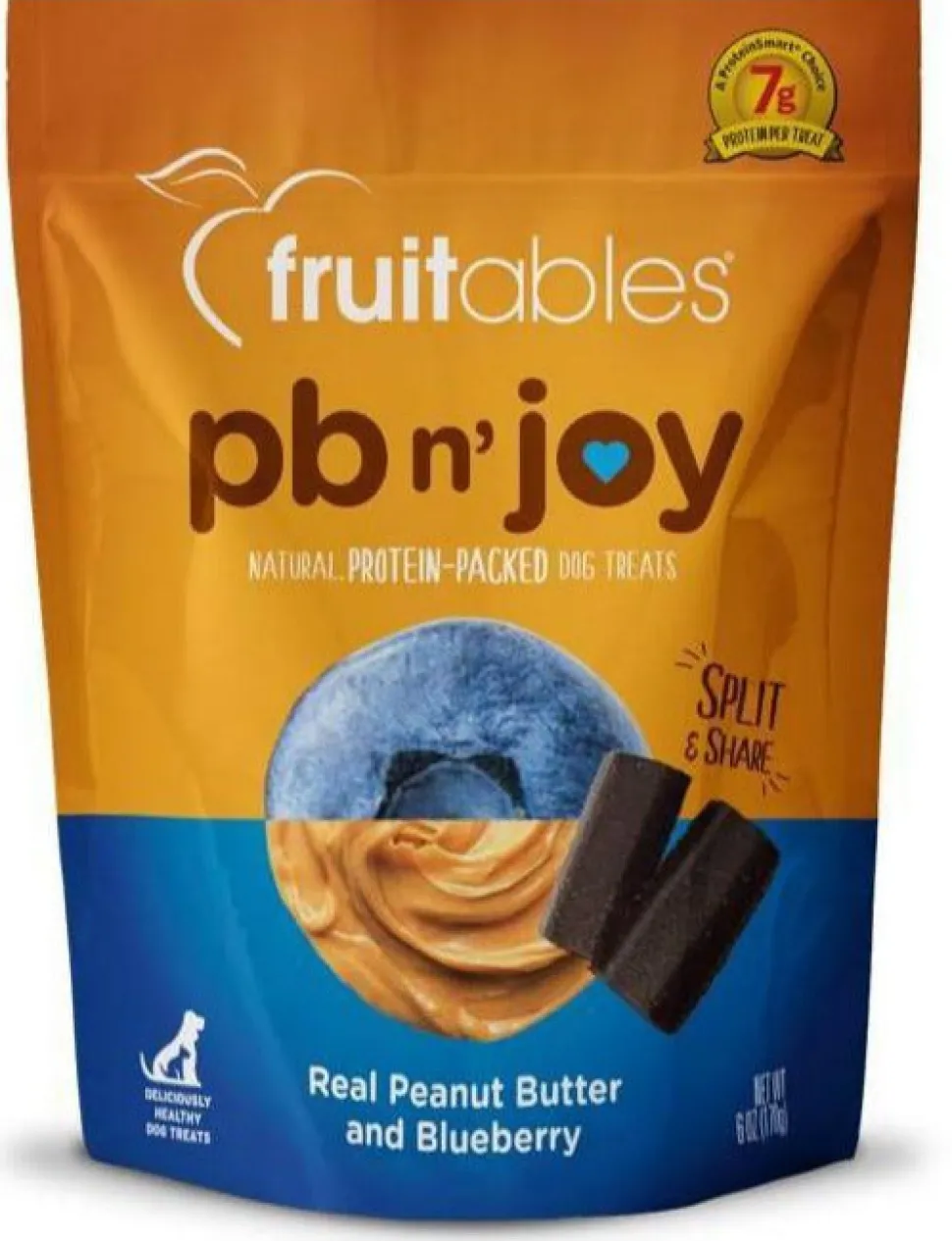 Fruitables PB n' Joy Peanut Butter & Blueberry Bar Soft and Chewy Dog Treats - 6 oz Pouch