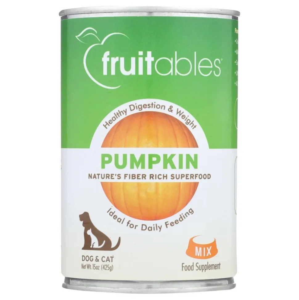 Fruitables Pumpkin Puree Canned Digestive Supplements for Dogs and Cats - 15 Oz