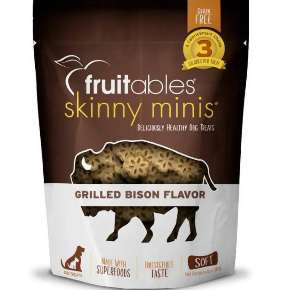 Fruitables Skinny Mini Grilled Bison Soft and Chewy Dog Treats - 12 oz Pouch