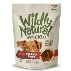 Fruitables Wildly Natural Thick Cut Bacon Strips Dog Jerky Treats - 5 oz Pouch