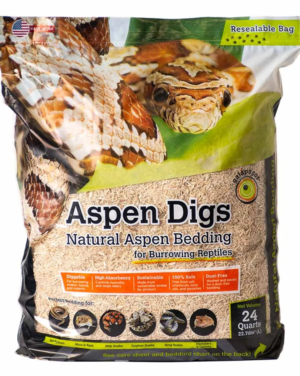 Galapagos Aspen Digs Natural Aspen Bedding Substrate - 24 Qt