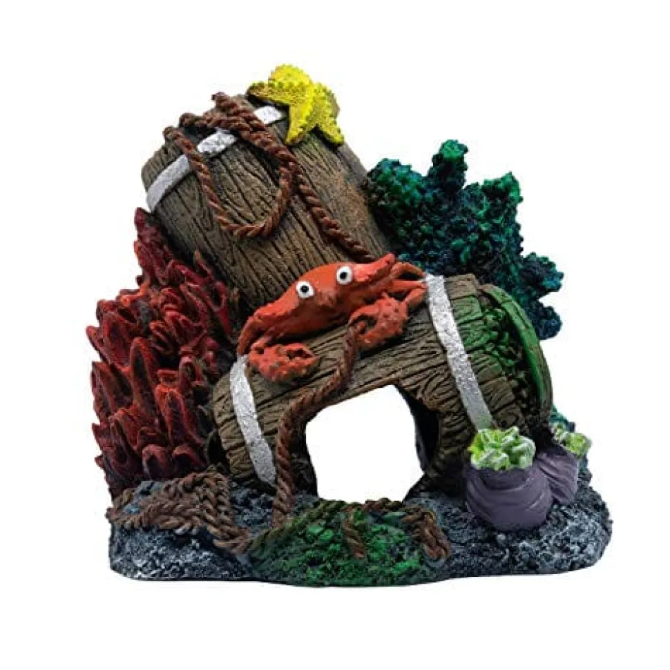 Glofish Barrels Decor Resin Aquatics Decoration