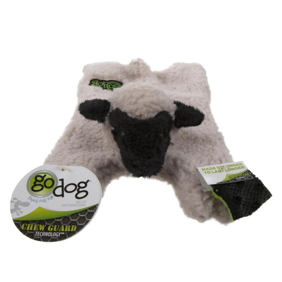 GoDog Barnyard Buddies Lamb Squeak and Plush Dog Toy - Cream - Small