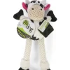 GoDog Checkers Skinny Cow Plush Dog Toy with Chew-Guard Tech - Black/White - Small