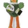 GoDog Checkers Skinny Duck Plush Dog Toy with Chew-Guard Tech - Green - Small