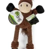 GoDog Checkers Skinny Horse Plush Dog Toy with Chew-Guard Tech - Brown - Small