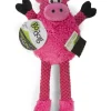 GoDog Checkers Skinny Pig Plush Dog Toy with Chew-Guard Tech - Pink - Small