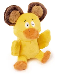 GoDog Mopz Duck Squeak and Plush Dog Toy with Chew-Guard Tech - Yellow