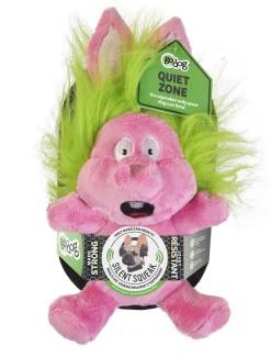 GoDog Silent Squeak Crazy Hairs Rabbit Plush Dog Toy with Chew-Guard Tech - Small