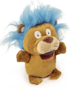 GoDog Silent Squeak Crazy Hairs Lion Plush Dog Toy with Chew-Guard Tech - Small