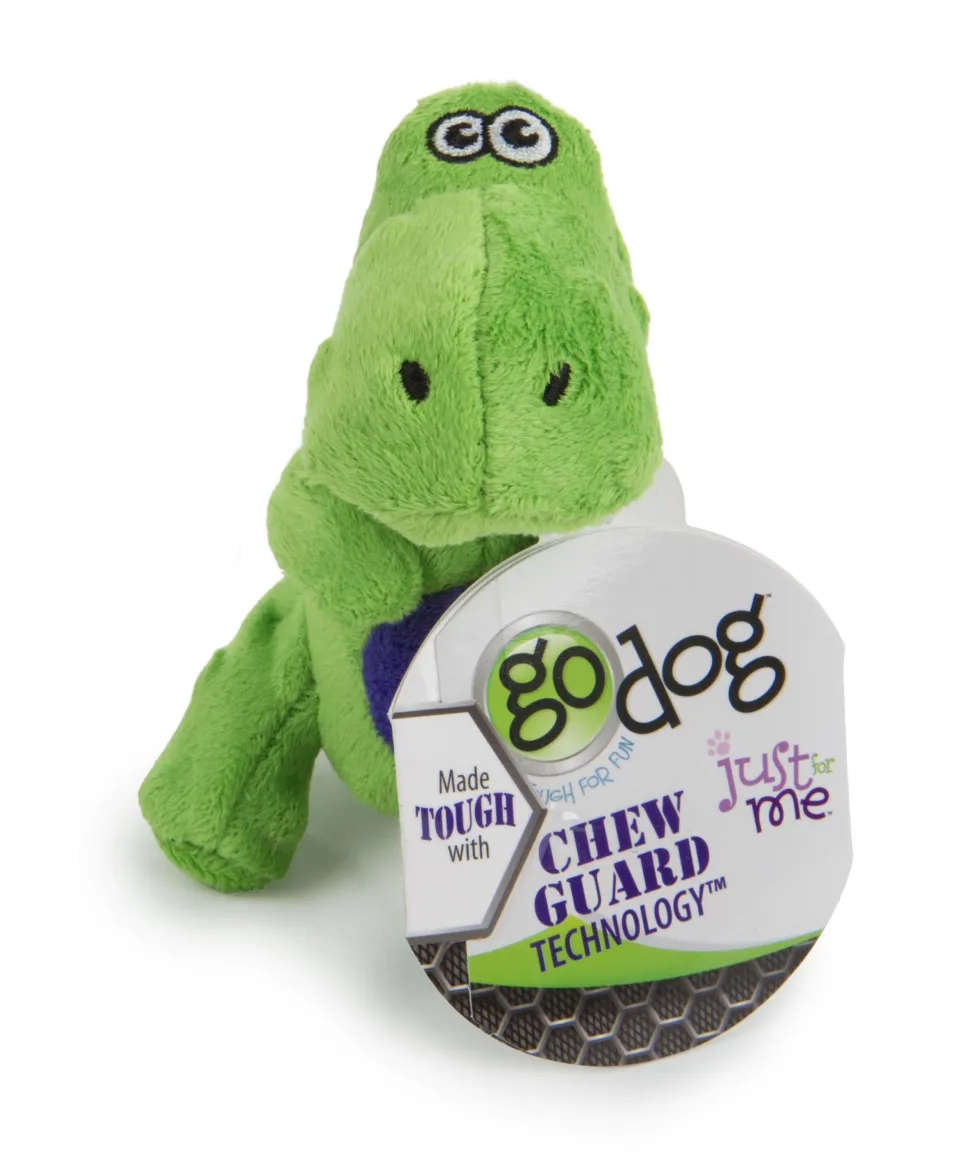 GoDog T-Rex Squeak and Plush Dog Toy with Chew-Guard Tech - Lime - Extra Small