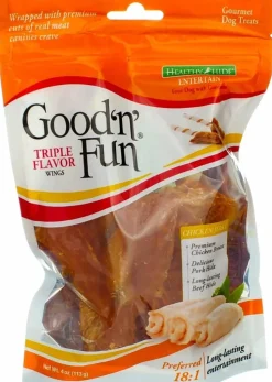 Good 'N' Fun Triple Flavor Wings Natural Dog Chews - Chicken/Pork/Be - 4 Oz