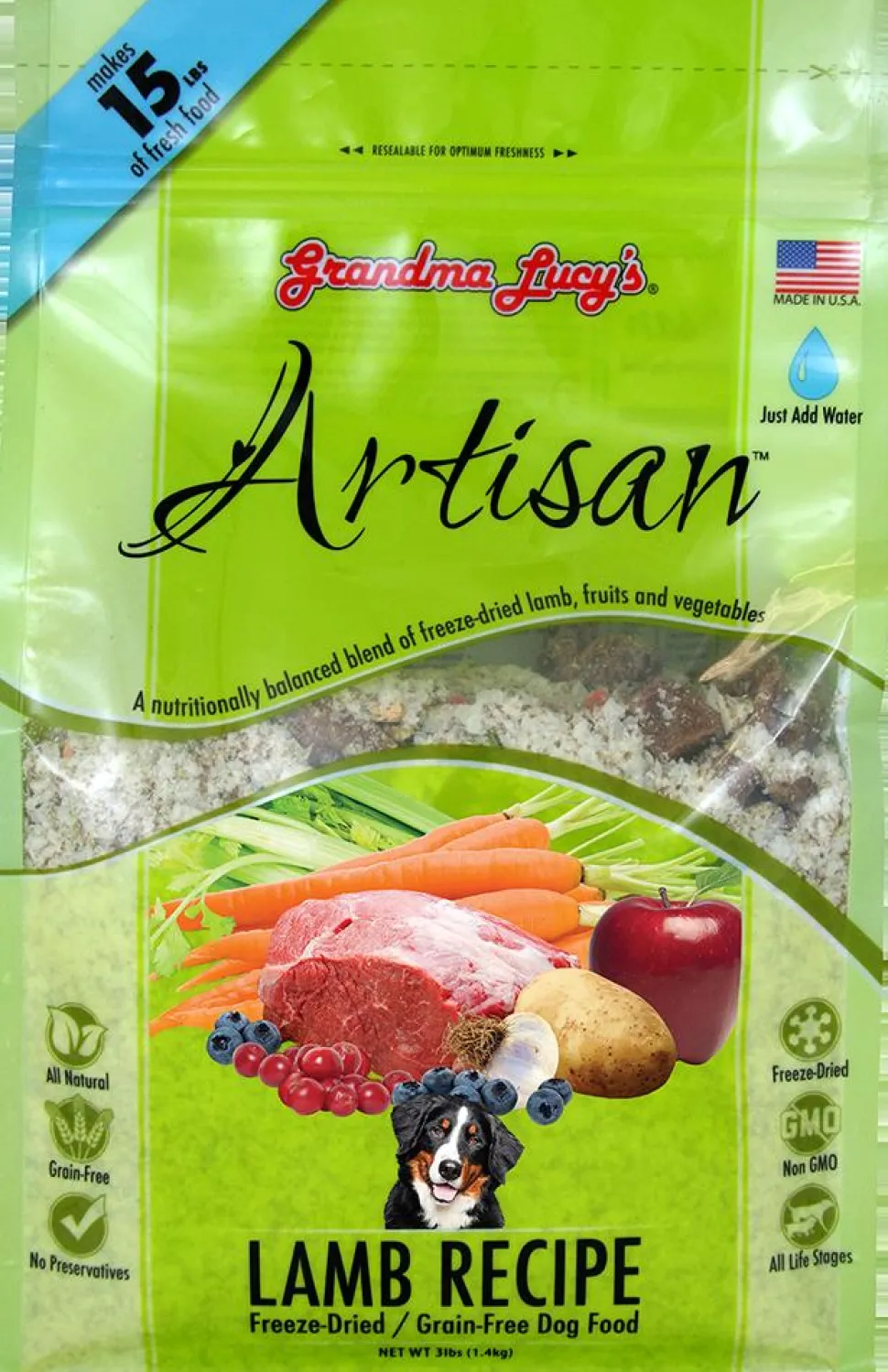 Grandma Lucy's Artisan Grain-Free Lamb Freeze-Dried Dog Food - 3 lb Bag