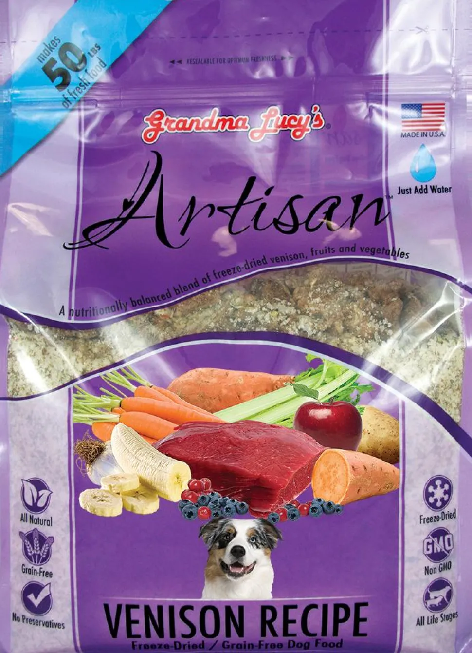 Grandma Lucy's Artisan Grain-Free Venison Freeze-Dried Dog Food - 10 lb Bag