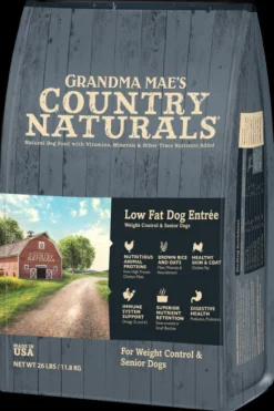 Grandma Mae's Country Naturals Senior Low Fat Chicken and Brown Rice Recipe Dry Dog Food - 12 Lbs