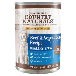 Grandma Mae's Country Naturals Premium Healthy Beef Stew and Vegetables Canned Dog Food - 13 Oz - Case of 12