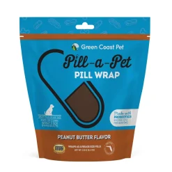Green Coast Pet Pill-a-Wrap Moldable Pill Wraps for Dogs Peanut Butter with Probiotics - 4.2 Oz