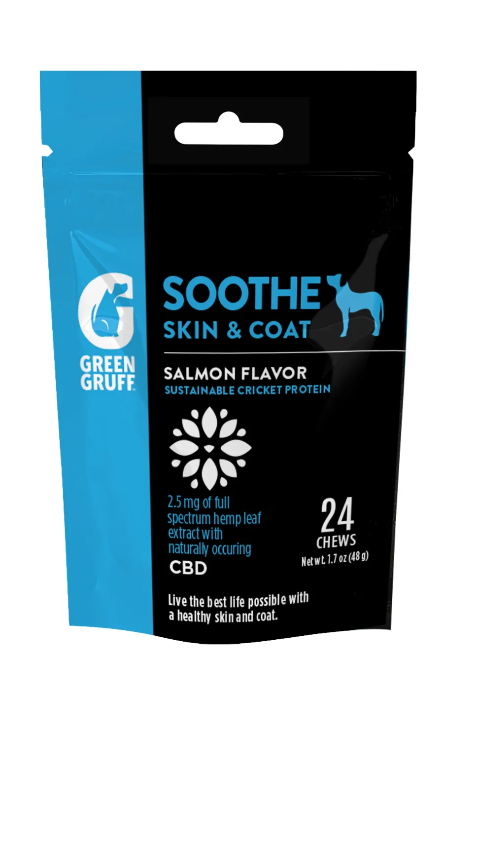 Green Gruff Soothe Skin & Coat PLUS CBD Dog Supplements - 24 Count