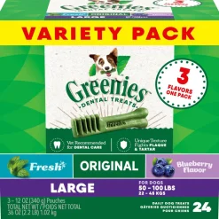 Greenies 3 Flavors Assorted Dental Dog Chews - Variety Pack - Large - 36 Oz