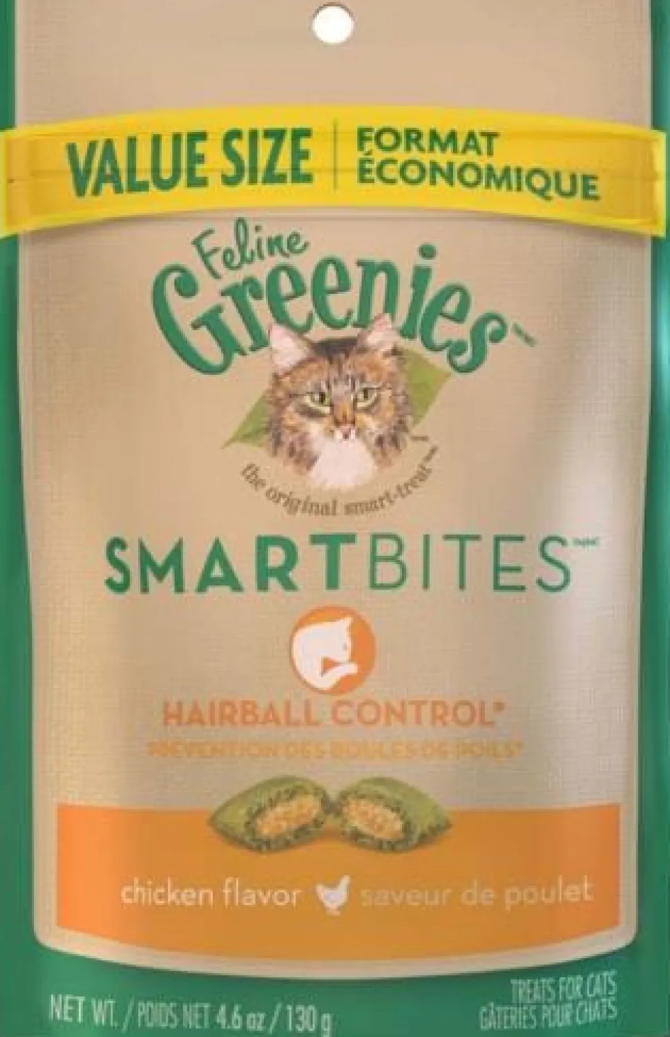 Greenies Feline SmartBites Hairball Control Chicken Dental Cat Treats - 4.6 oz