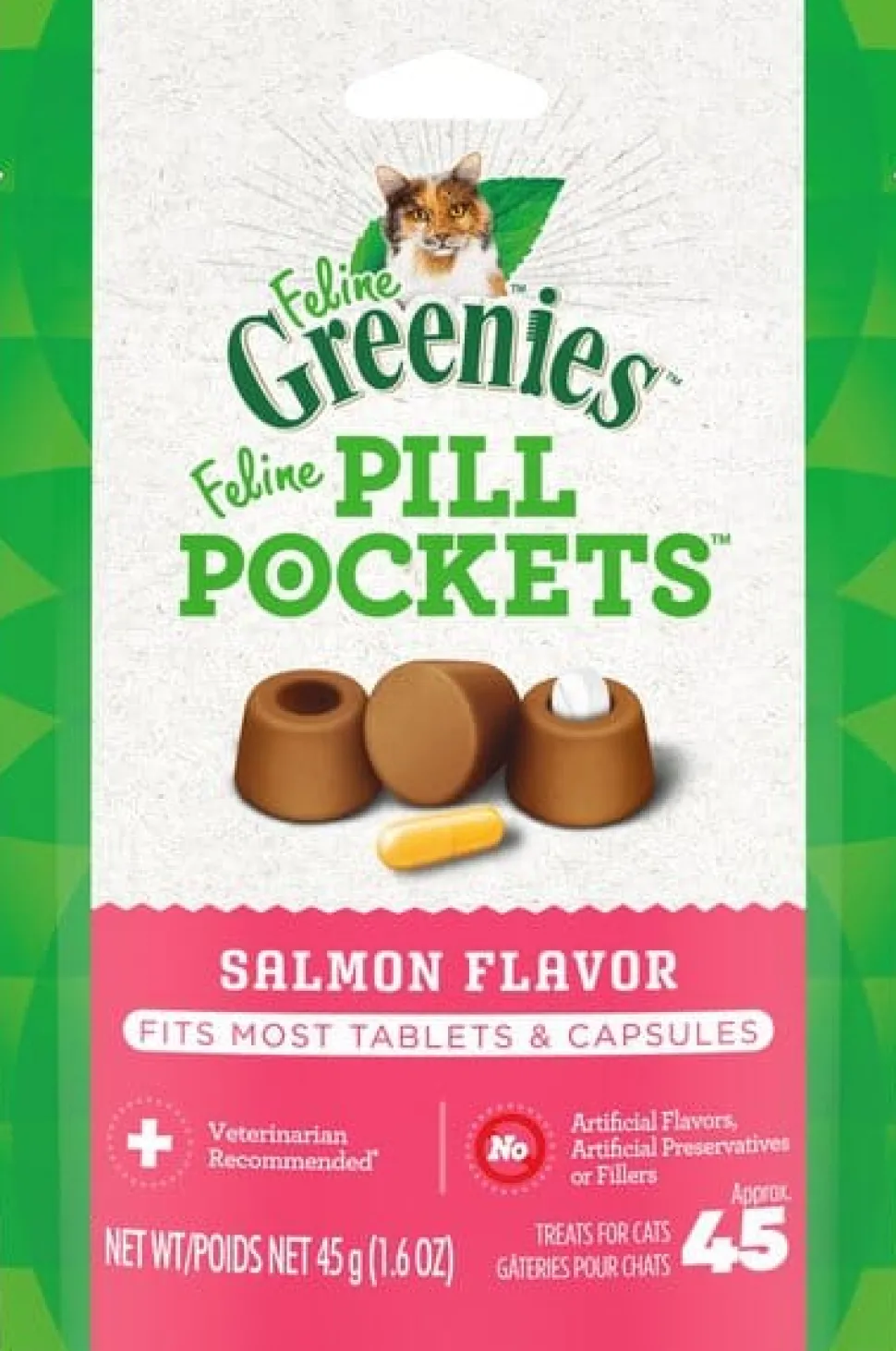 Greenies Pill Pockets for Cats Salmon Treats - 1.6 oz - 45 Count