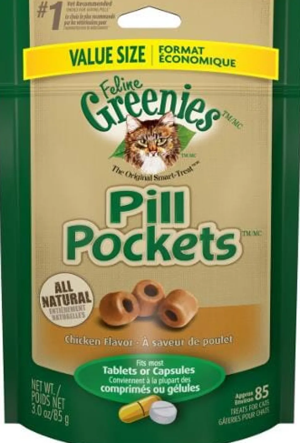 Greenies Pill Pockets for Cats Chicken Treats - 3 oz