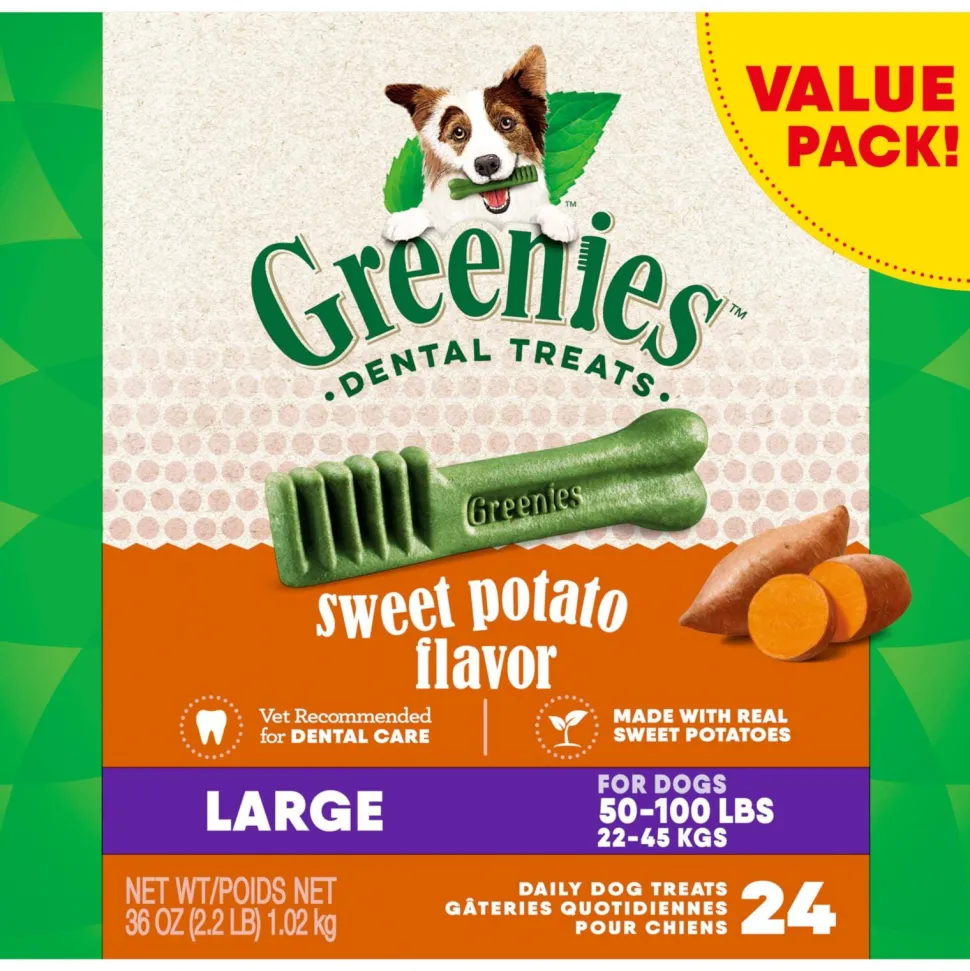 Greenies Sweet Potato Dental Bone Dog Treats - Value Pack - Large - 36 Oz