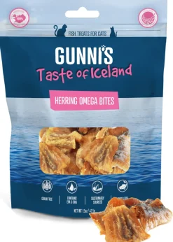 Gunnis Pet Grain-Free Omega Herring Fish Bites Natural Air-Dried Cat Treats - 1.5 Oz