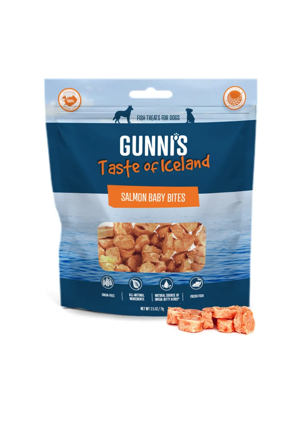 Gunnis Pet Grain-Free Salmon Baby Bites Natural Air-Dried Dog Treats - 2.5 Oz