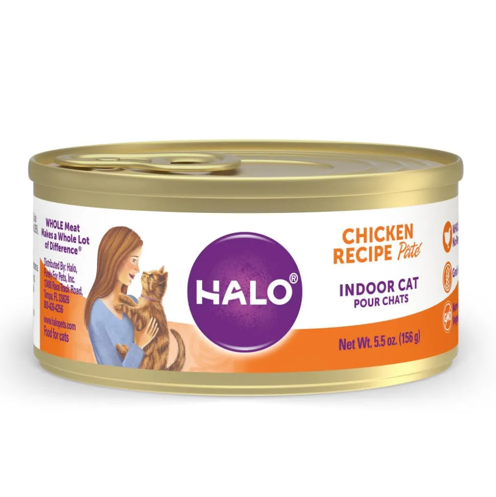 Halo Grain Free Indoor Cat Chicken Pate Canned Cat Food