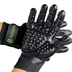 Hands On Pet Grooming & Bathing Gloves - Black - Large