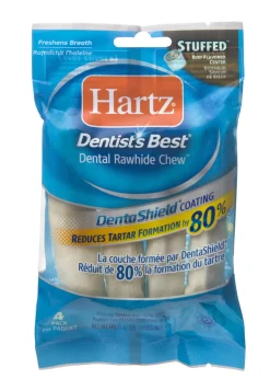 Hartz Mountain Dentist's Best Beef Stuffed Rawhide Natural Dog Chews - 4" Inch - 4 Pack