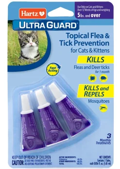 Hartz Mountain Ultra Guard One Spot Flea and Tick Treatment For Cats and Kittens - 3 Pack
