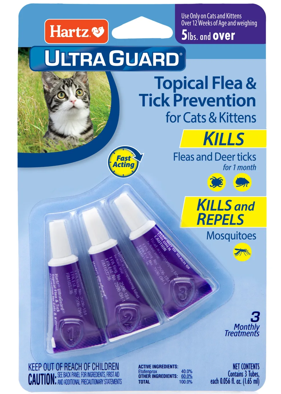 Hartz Mountain Ultra Guard One Spot Flea and Tick Treatment For Cats and Kittens - 3 Pack
