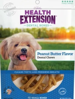 Health Extension Peanut Butter Bone-Shaped Dental Dog Chews - Small - 14 Pack