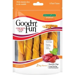 Healthy Hide Salix Good N' Fun Pork Skin and Liver Rolls Natural Dog Chews - 5" Inch - 6-Pack