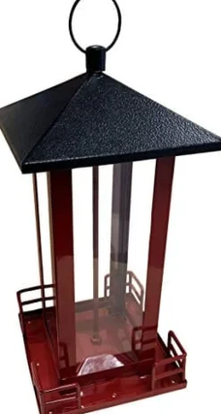 Heath Metal Roof Wild Bird Feeder - Red and Black - 3 Lbs Cap