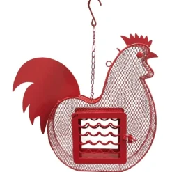 Heath Suet 'N Seed Feeder Rooster Suet and Seed Cake Wild Bird Feeder - Red - 2 Cake Cap