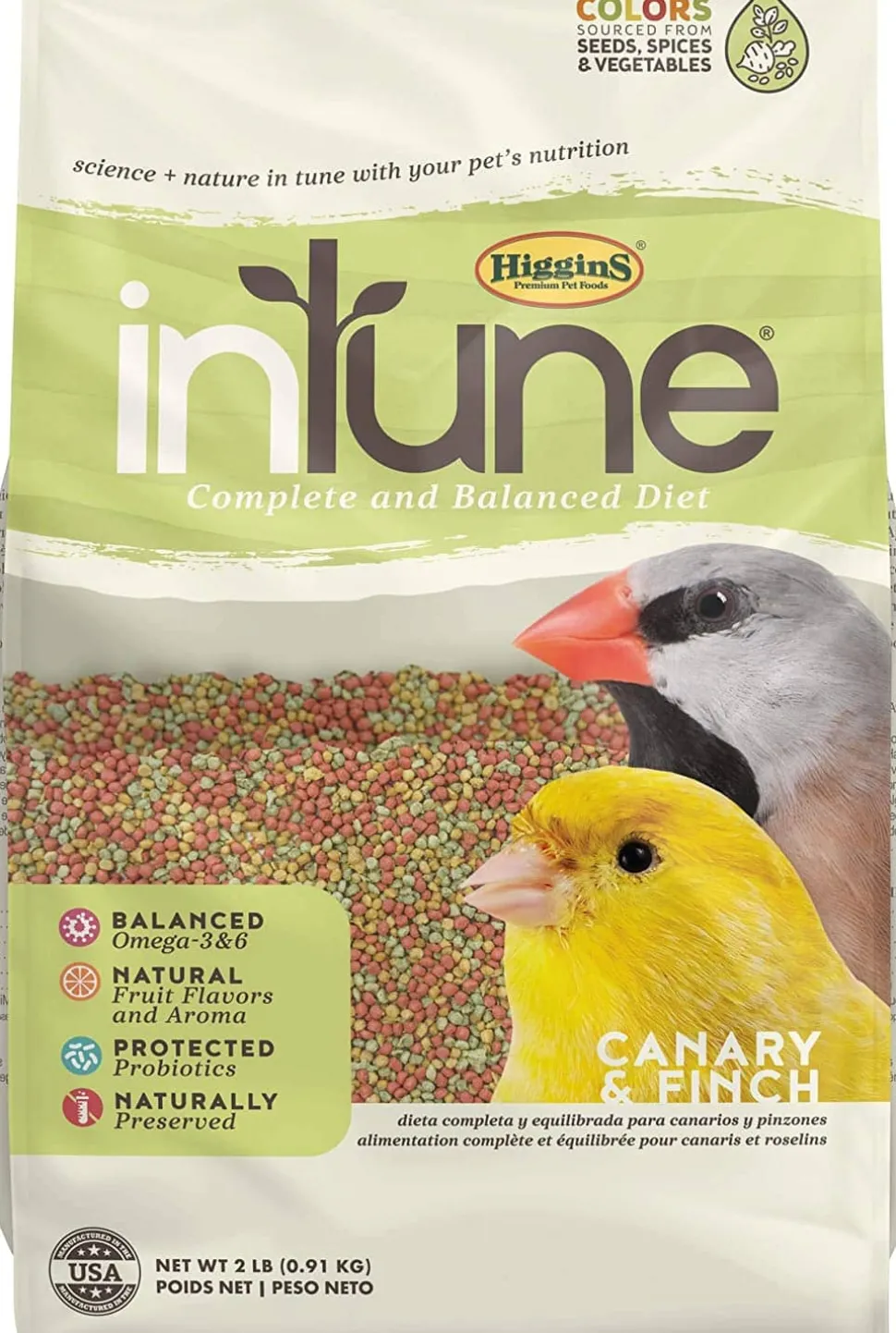 Higgins Intune Natural Canary and Finch Bird Food - 2 Lbs