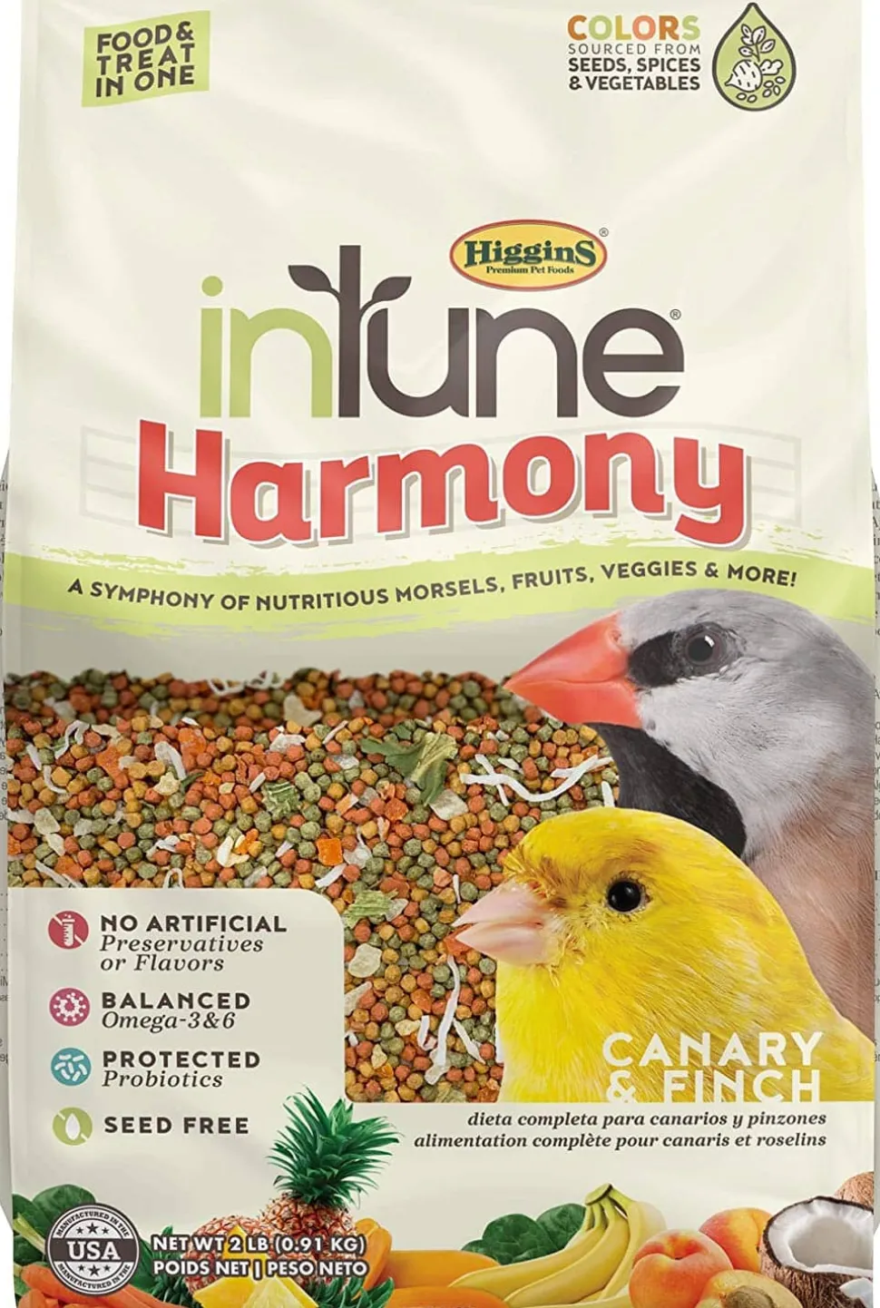 Higgins Intune Natural Harmony Canary and Finch Bird Food - 2 Lbs