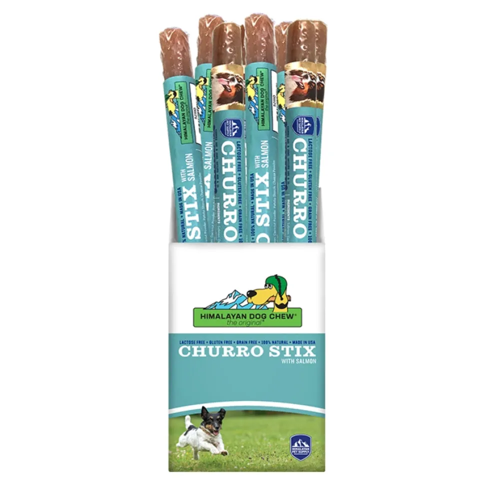 Himalayan Dog Chew Churro Stix Salmon Flavored Chewy Dog Treats - 10 Inch - 12 Count